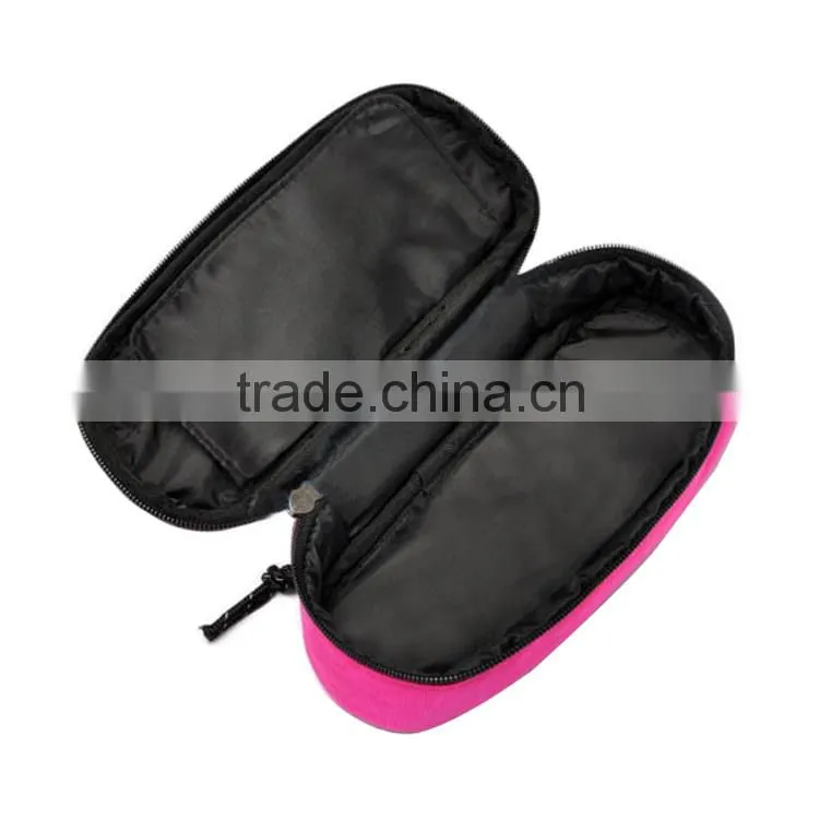 Big capacity multi-function makeup brush case pink zipper polyester case