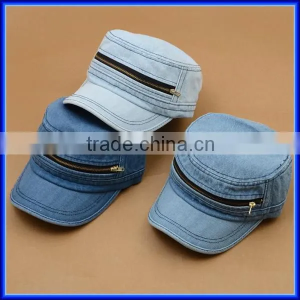 Black washed jean cotton women military cap wholesale