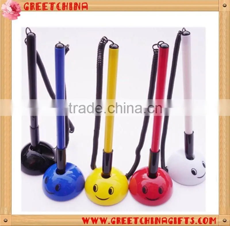 Round smile face base plastic table pen desk pen