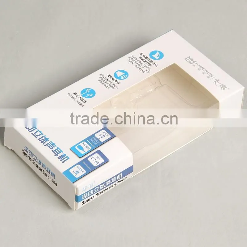 Custom Transpanrent PVC and papecarde box for sports stereo earphone