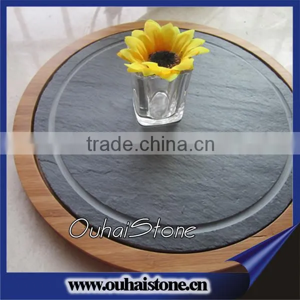 Laser groove line black board slate pizza stone