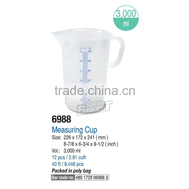 3000ml Best large professional PP Polypropylene plastic measuring cup with clear scale kitchenware tools measurement instrument