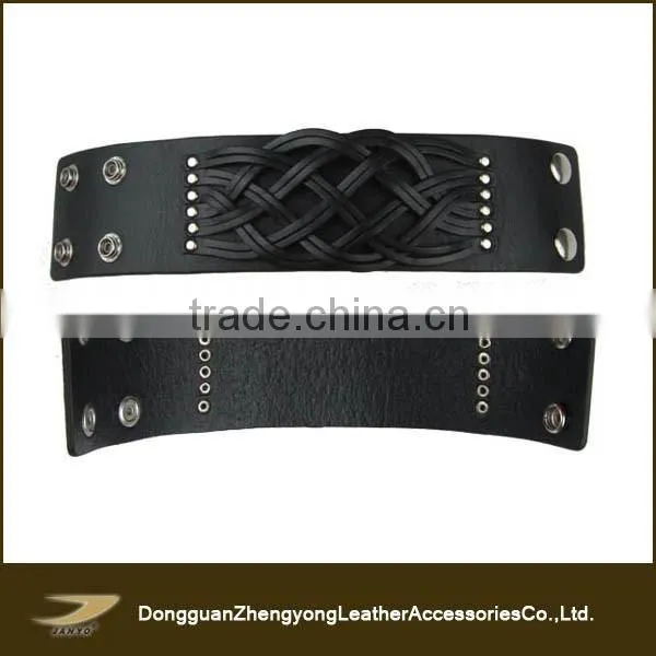 Wholesale custom quality pure leather black braided bracelets for men