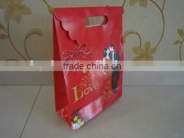 Red color printing paper bags Paper bags for packing nourishment red paper bag