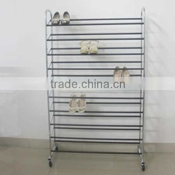 Practical 10 Tiers Shoe Display Rack Anti-slip Moveable Shoes Shelf