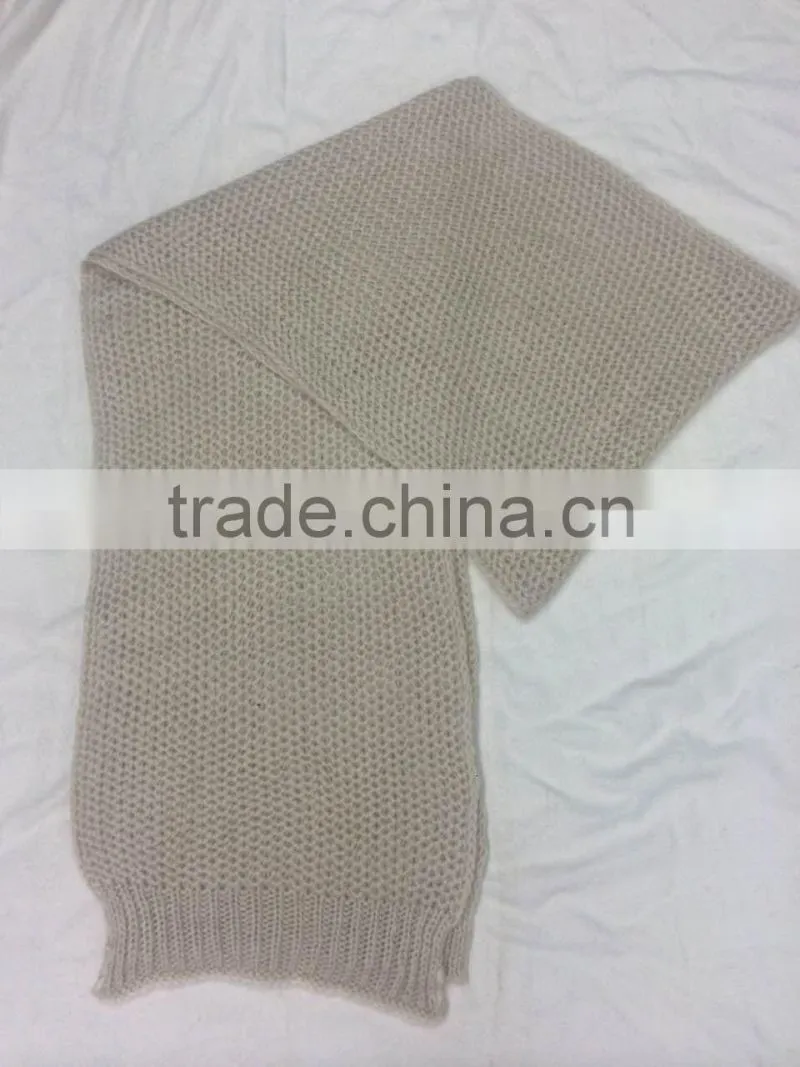 Stock Item wholesale long gray knitted scarf without fringes