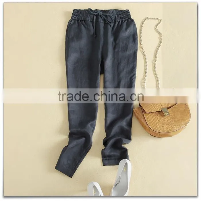 elastic draw cord comfort all-match casual trousers for ladies pants