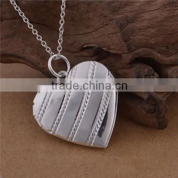 plated silver copper heart necklaces with pendant doll