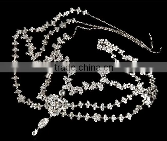 New Design High-end Jewelry Rhinestone Sexy wedding bridal body chain dress