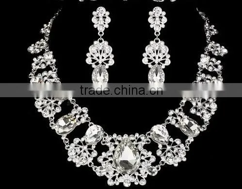 Fashion High Quality Luxury Bridal Necklace Earrings Tiara Wedding Jewelry Set