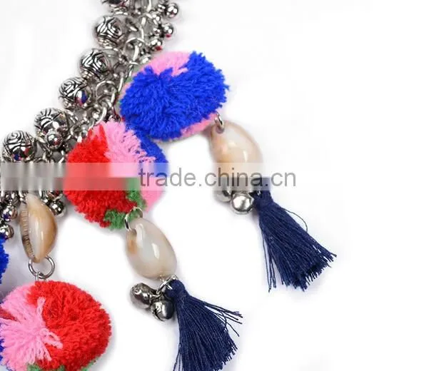 New Design Ethnic Bohemia Gypsy Exaggerate Colorful Ball Statement Necklace