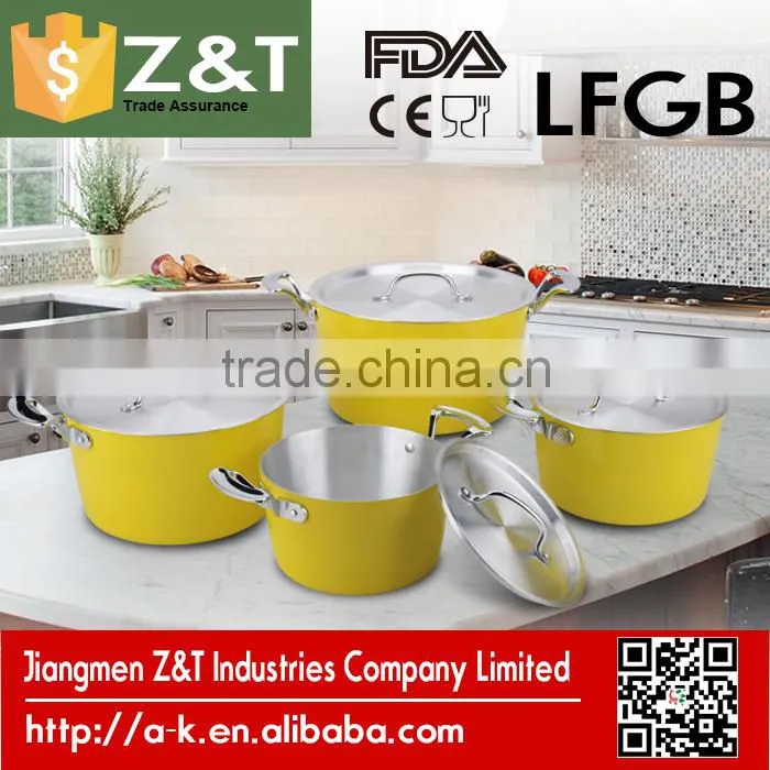 New product yellow 8pcs aluminum cooking cookware