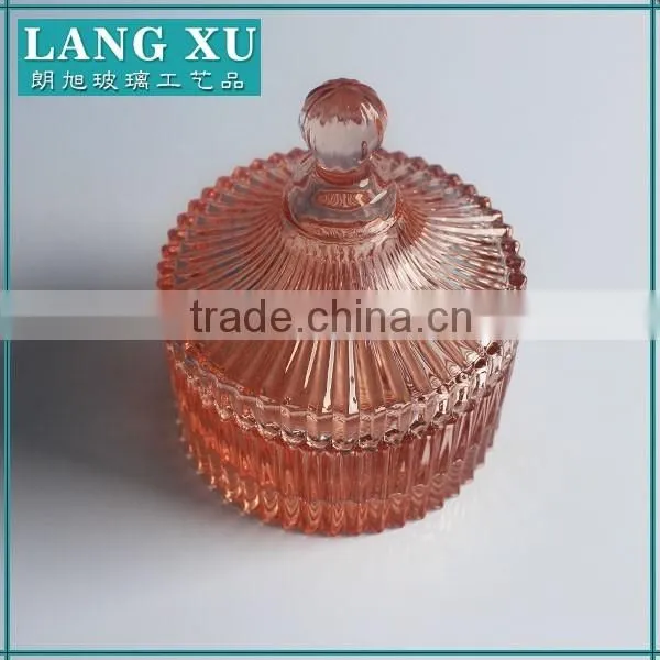 Crystal cute decorative glassware candle glass jar with lid