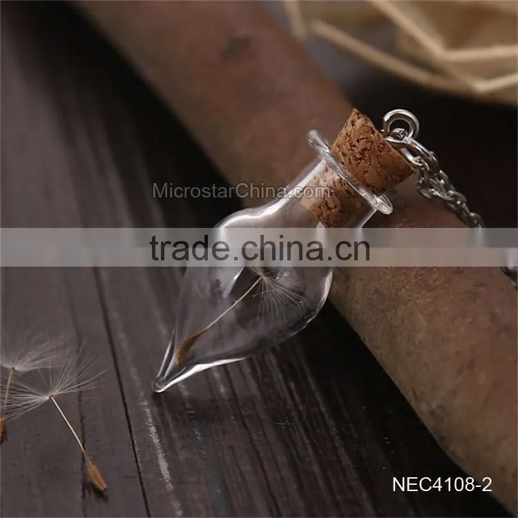 8 Designs DIY Creative Drift Bottles Glass Pendant Necklace Dandelion Necklace
