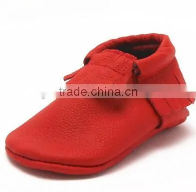 Baby Red Tassels Soft Sole Leather Infant Toddler Prewalker Shoes (6-12 months, Red)