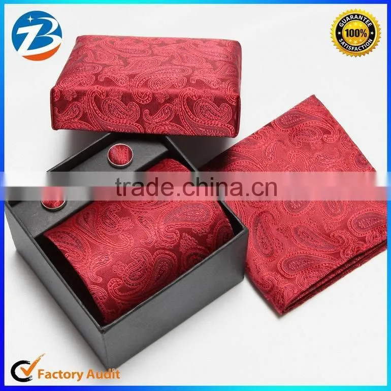 Classical Pasley Design Silk Ties Handkerchief Cufflinks Mens Gifts Sets