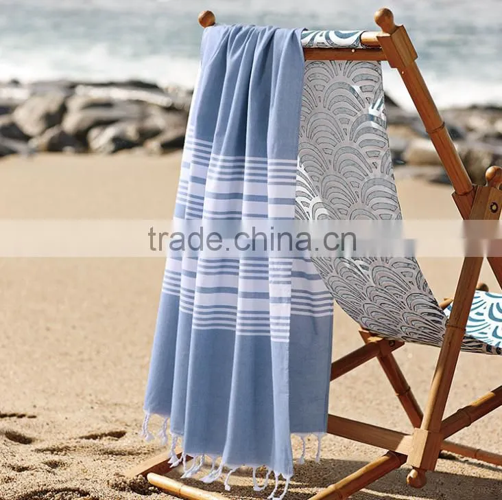 100% cotton stripe beach towel with fringe