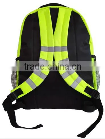 Large Capacity Bag;Fluorescence Green Cool Special Safe Design Reflective Backpack;School Bag High Visibility Backpack