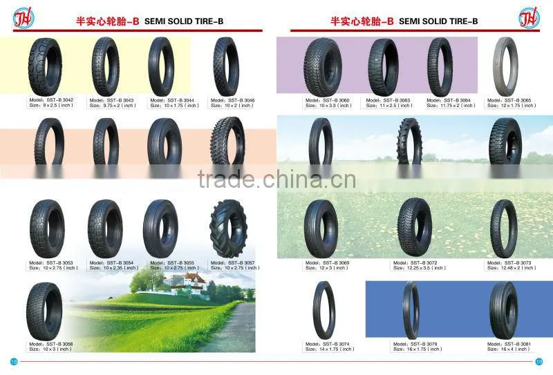 14x1.75 inch semi pneumatic rubber wheel with rib tread