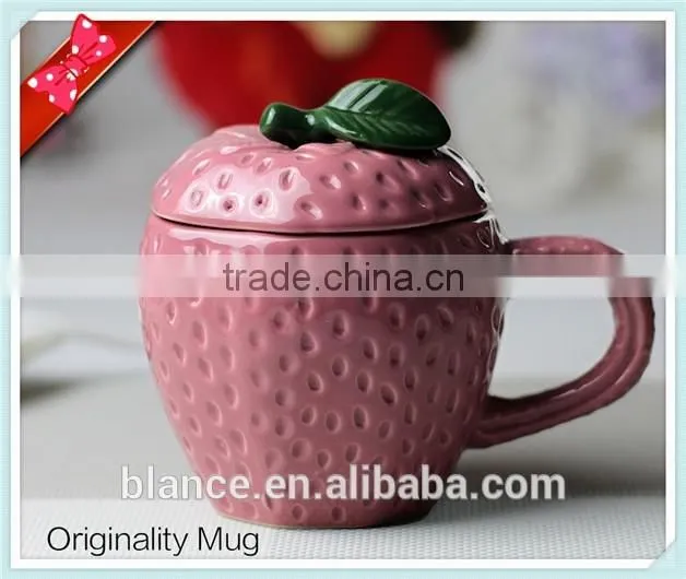 ceramic strawberry shape mug in strawberry design
