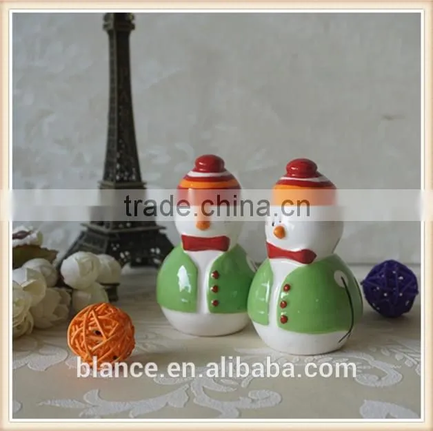 ceramic Christmas snowman Spice Jar for salt & pepper