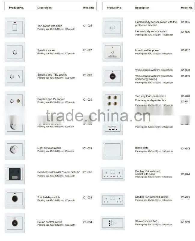45A and 13A cooker unit control switch
