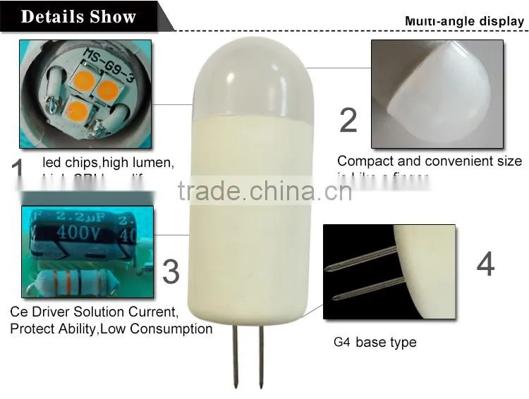 Haining Mingshuai LED G4 bulb light TUV CE approved replace halogen G4