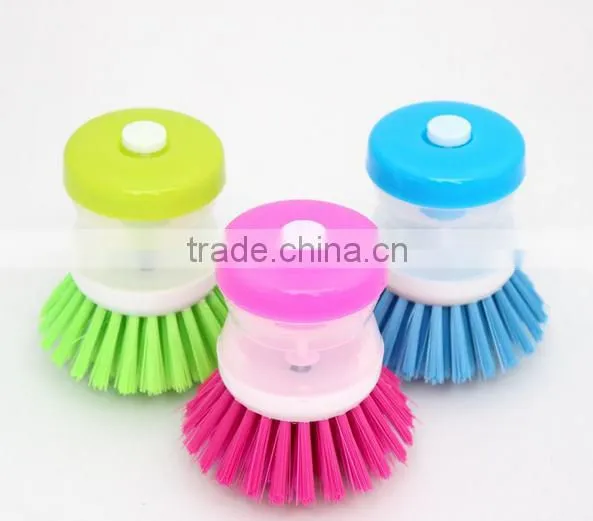 Kitchen Wash Tool Pot Dish Brush with Washing Up Liquid Soap Dispenser / plastic brush pot wash dish brush