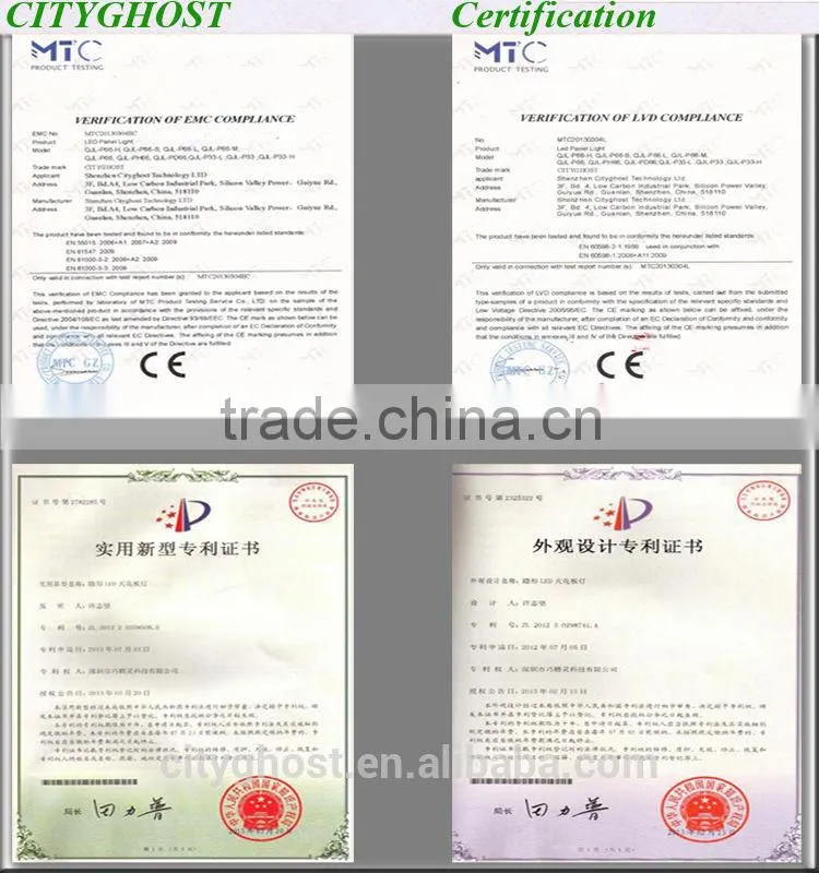 48W 595x595 600x600 square led ceiling office panel lighting with factory price IP44 CE&ROHS