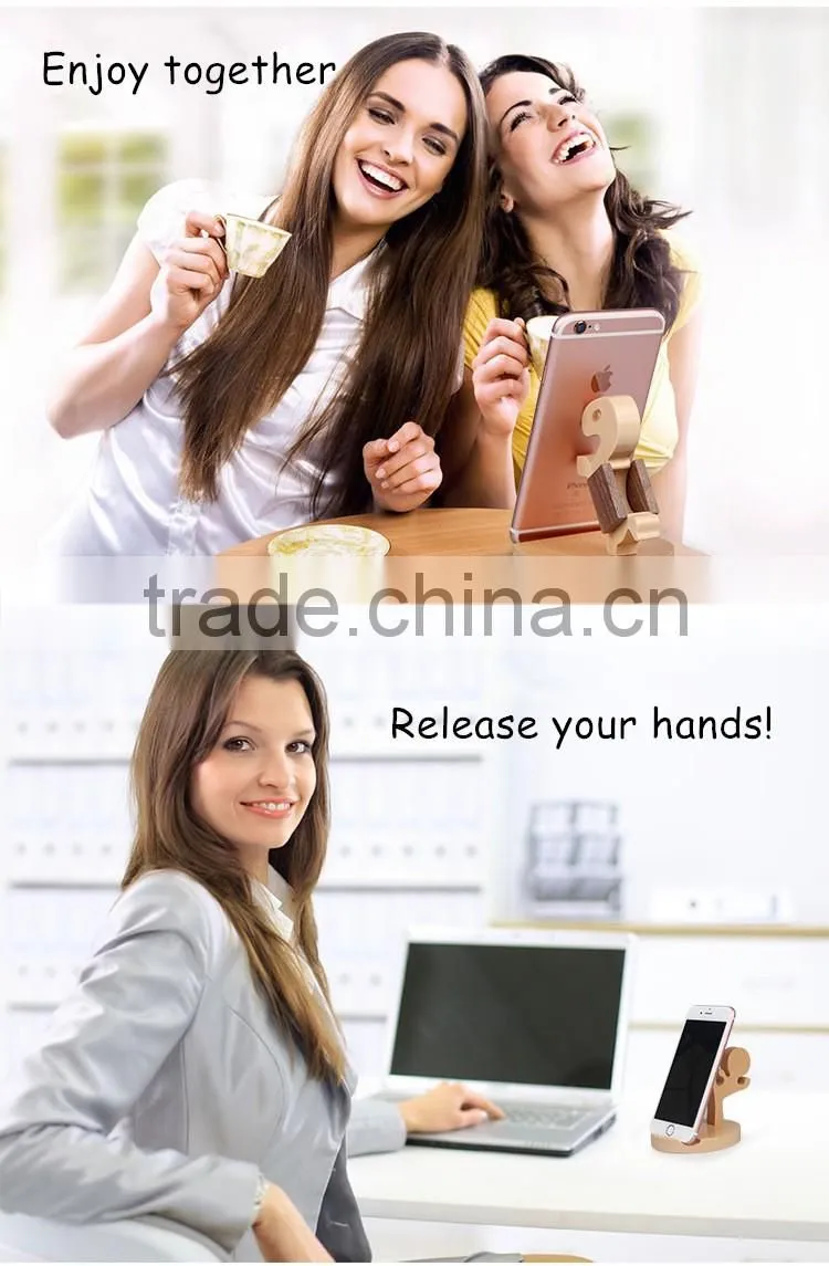 OCASE Lovely Creative Gift Item Mobile Phone Holder Natural Beech Wood Tablet Stand Model