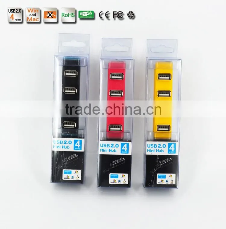 Hi-speed 4 port MINI Colorful USB 2.0 HUB 480MbPS For PC Laptop Computer