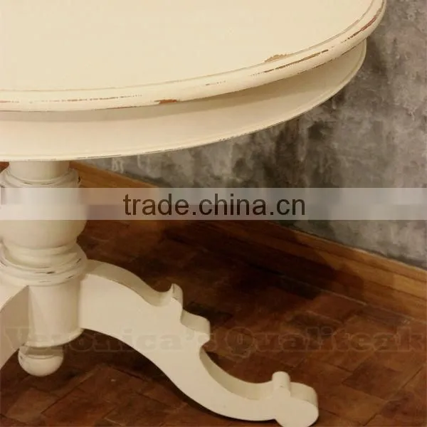 Ingrid Antique White Paint Round Table With Classic Swedish Furniture Design