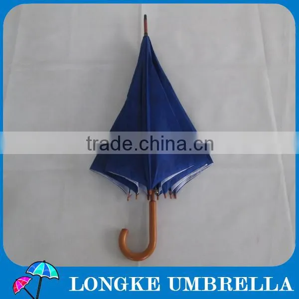 60cm solid color auto open Wooden straight umbrella with inside print
