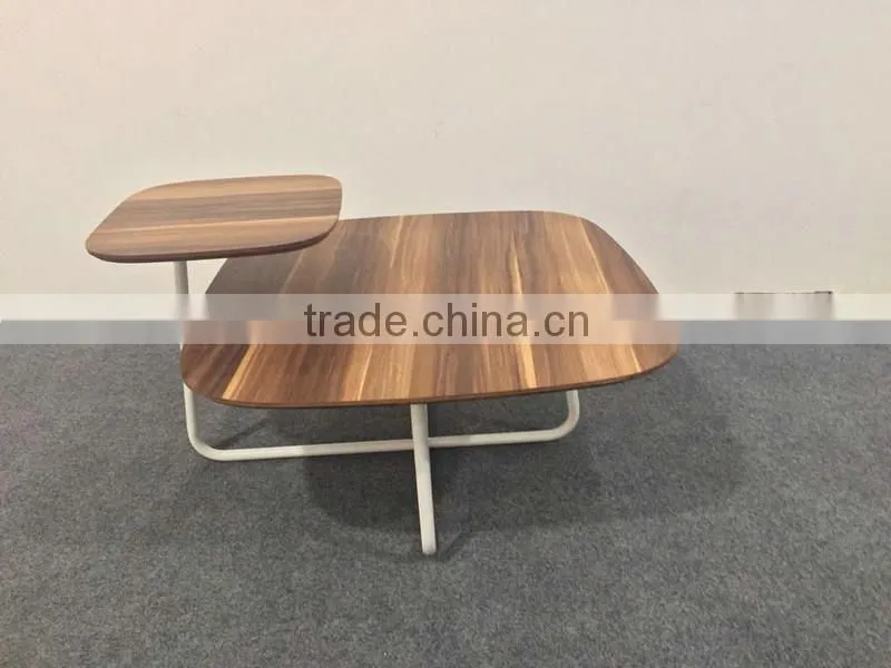 New arrival two layercovered paper coffee table with metal legs