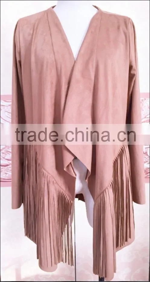 wholesale fashion women Suede Fringed Tassel Shawl Jacket Cardigan Ladies Elegant Winter Coat