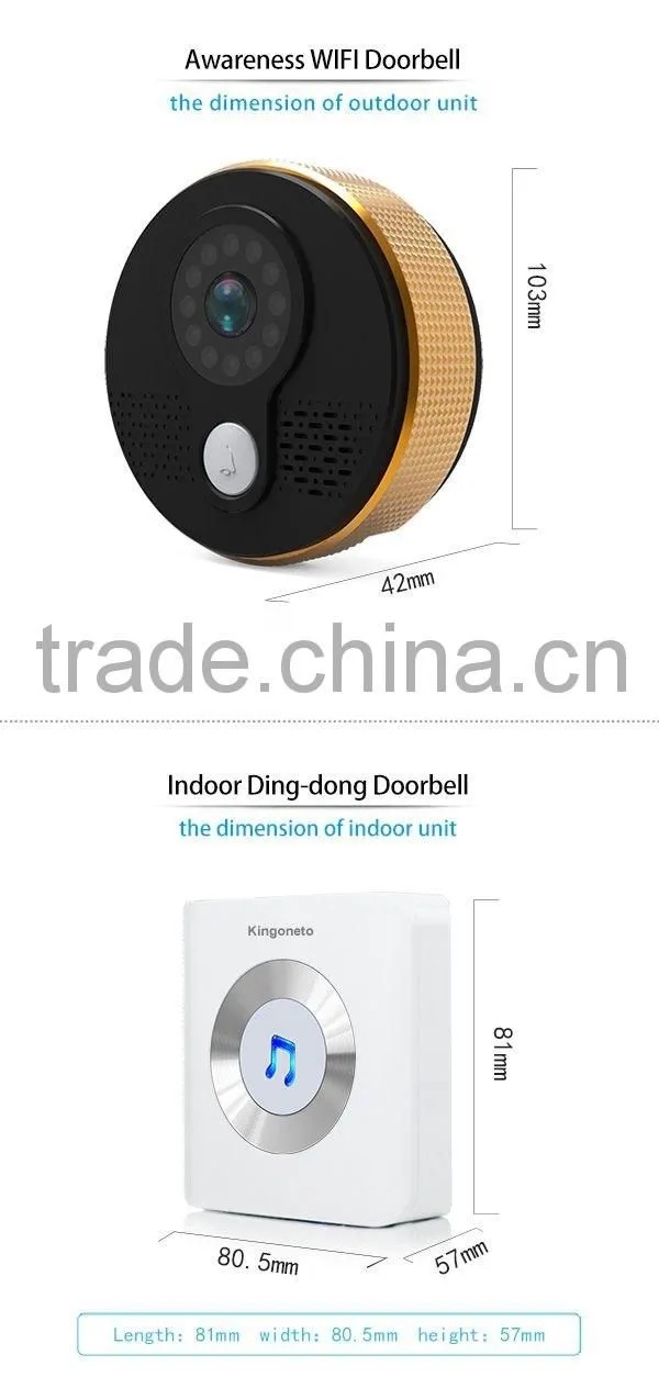 kingoneto Newest Launch Wifi Video Door Phone with Night Vision Connected with Smart Phone Open Doors with Phone
