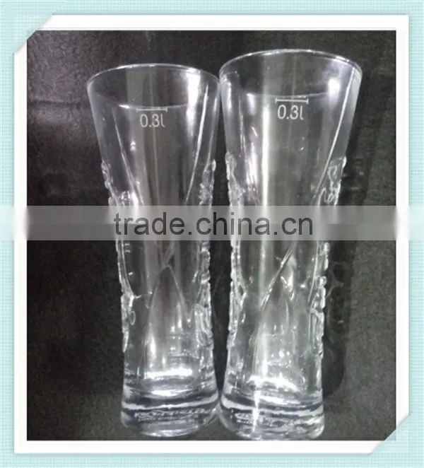 Hand made carlsberg beer glass cup 300ml carlsberg glass cup for sale
