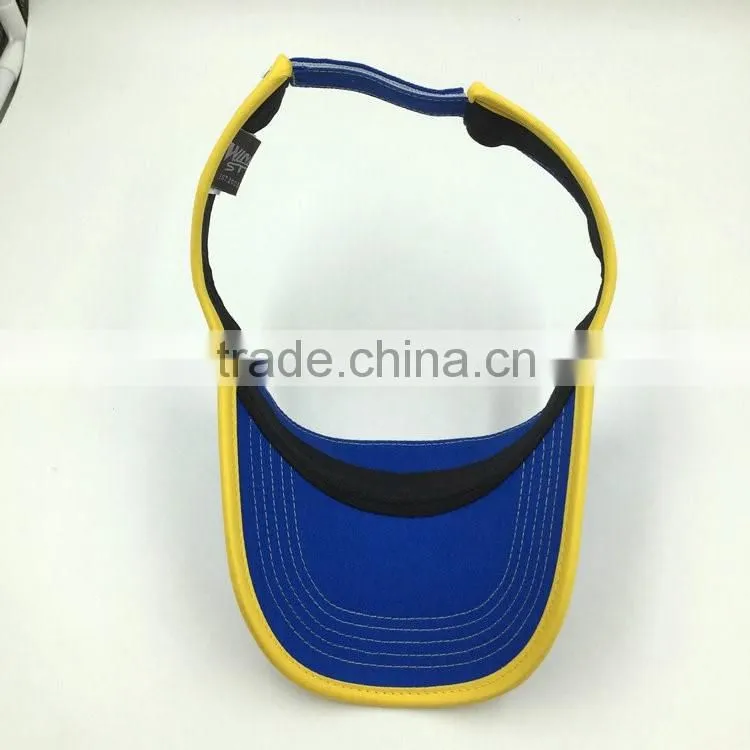 Wholesale 3D embroidery royalblue visor sun hat golf tennis beach adjustable magic tape color cap