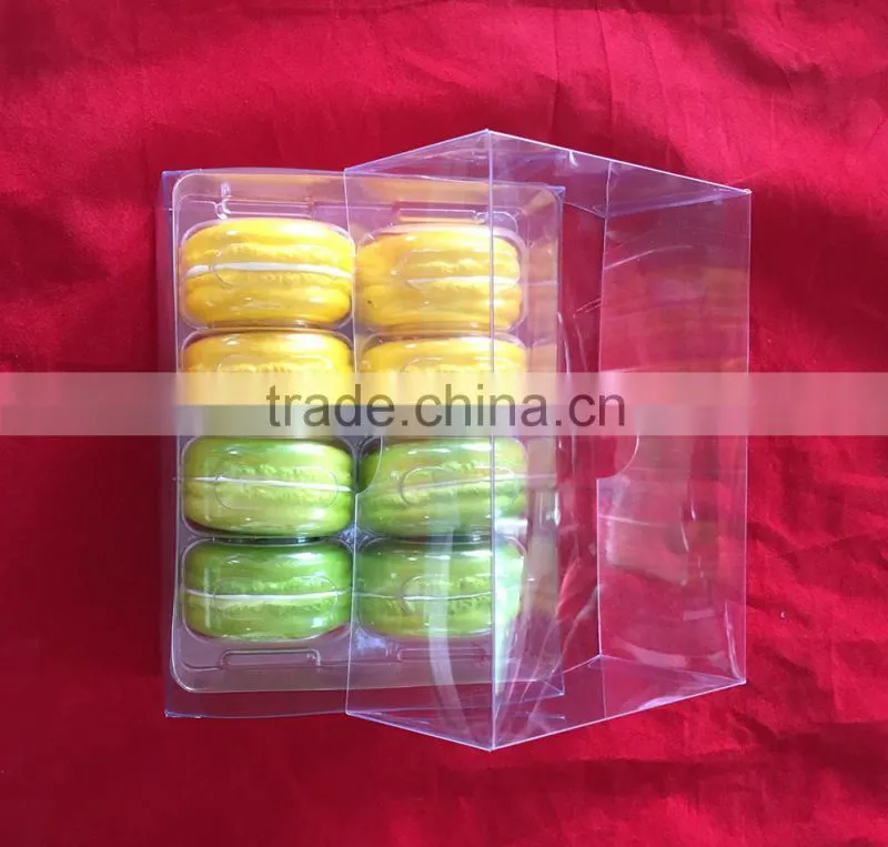8 pcs customized macaron box clear plastic printed with PET inner trays food industrial use and grade plastic type 5 macaron