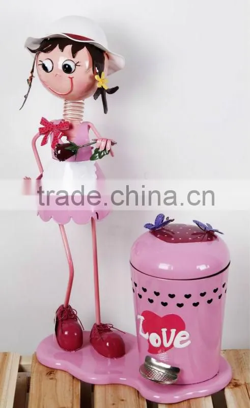 metal decor of garbage can