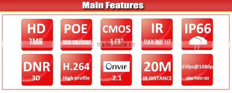 1080P/2MP PoE IR Onvif V2.1 Dome Network Camera
