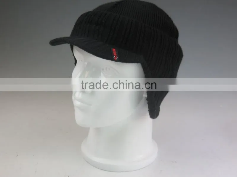 Knitted Winter Beanie Hat with Bill