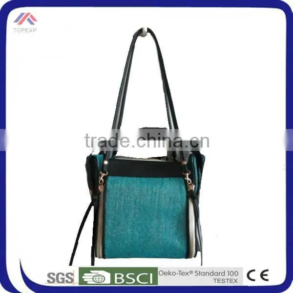Girs Denim Tiny Shoulder Bag With Black Leather Handle