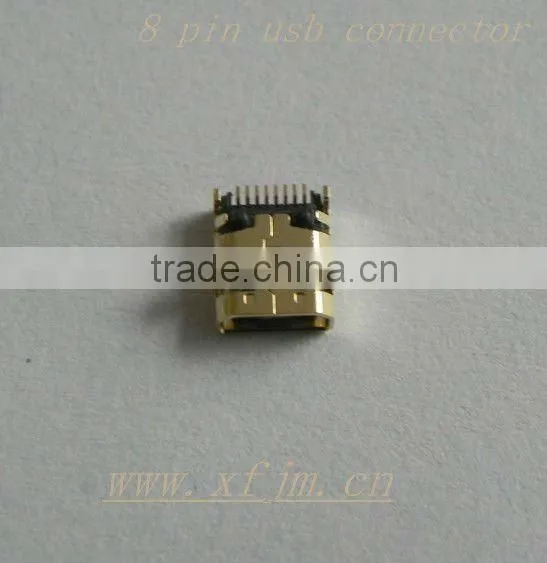 8 pin female mini usb connector ,gold-plated