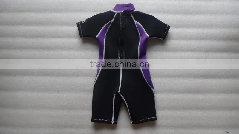 Kid's Short Sleeve Yellow and Orange Neoprene Surfing Suit