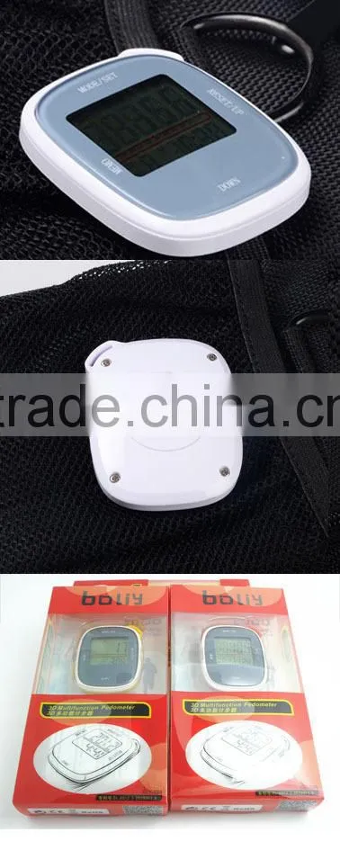 3D calorie and distance precise pedometer manual with clock