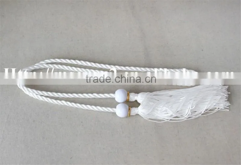 100% polyester tassels in white color long tassels for clothing