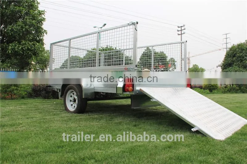 2016 Top 1 Hot Sale !!!!7x4ft Hot Dipped Galvanized Aluminium Ramp Caged Box Trailer