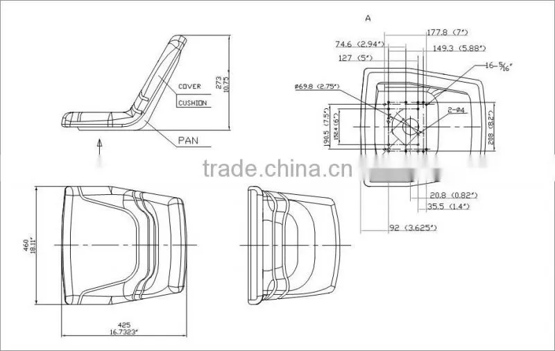 Mini Low Back Forklift Seat PVC Cover YY6-1