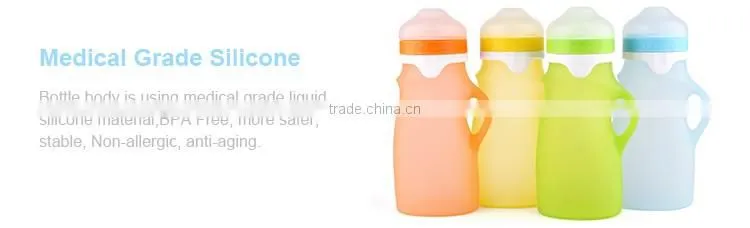 baby glass feeding bottles with silicone sleeve